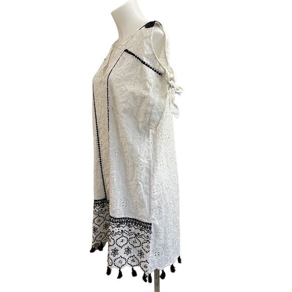 Anthropologie Hemant & Nandita Aditya Eyelet Tunic / Dress Embellished sz M - Picture 4 of 11